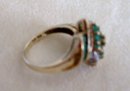 Natural Emeralds and Diamond Ring-10k Gold