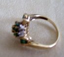 Natural Emeralds and Diamond Ring-10k Gold