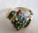Natural Emeralds and Diamond Ring-10k Gold