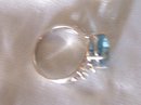 A Ladys-6.00cts Blue Topaz/.03ct diamond/ 4.90 grams 14K White gold