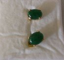 2.00 cts Dark green Natural.Emerald Earrrings /. 1.00 grams 14K yellow gold