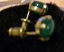 2.00 cts Dark green Natural.Emerald Earrrings /. 1.00 grams 14K yellow gold