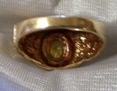 Mans Genuine Citrine and Yellow Gold Nugget Ring