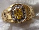 Mans Genuine Citrine and Yellow Gold Nugget Ring