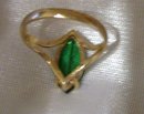 Ladys Emerald green stone 10 K. Gold Ring