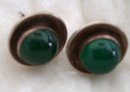 Ladys Vintage Emerald green Jade / Silver earrings