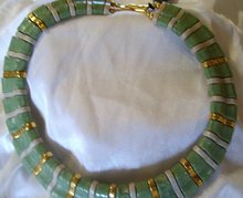 A Trifari Green, Gold and Grey Pearlized Choker Necklace