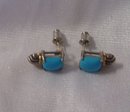A Pair Baby Blue Turquoise Earrings 14K Gold-925 Silver 4.0 Grams
