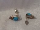 A Pair Baby Blue Turquoise Earrings 14K Gold-925 Silver 4.0 Grams