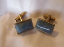 Chalcedony Vintage Antique Blue- Grey Cufflinks set in Silver-12.4 grms.