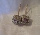 A pair Amethyst Dangle Earrings set in FAS 925 Sterling Silver 5.2 grams