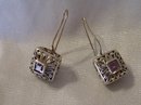 A pair Amethyst Dangle Earrings set in FAS 925 Sterling Silver 5.2 grams