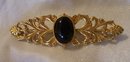 Signed Mirian Haskell Black Onyx Gold on Silver Brooch- 7.4 grams