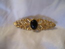 Signed Mirian Haskell Black Onyx Gold on Silver Brooch- 7.4 grams
