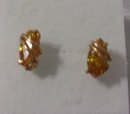 A pair of Citrine ( 4.0 cts) Earrings wrapped in 14K, yellow Gold, 2.0 grams