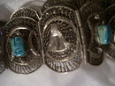 A lady's Egyptian ancient Pharohs Silver mesh and carved Gemstone Belt, 217.0 grams
