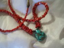 Ladies Bisbee Blue Turquoise Necklace with red turquoise beads, 20.0 grams