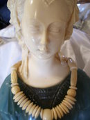A lady's Genuine Antique Carved Ivory disk and bead Necklace, 54.4 grams