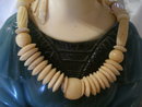 A lady's Genuine Antique Carved Ivory disk and bead Necklace, 54.4 grams