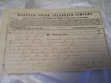 Civil War Western Union Telegraph From Washington to Captain CC Pomeroy ( 75,000.00 Bounty)