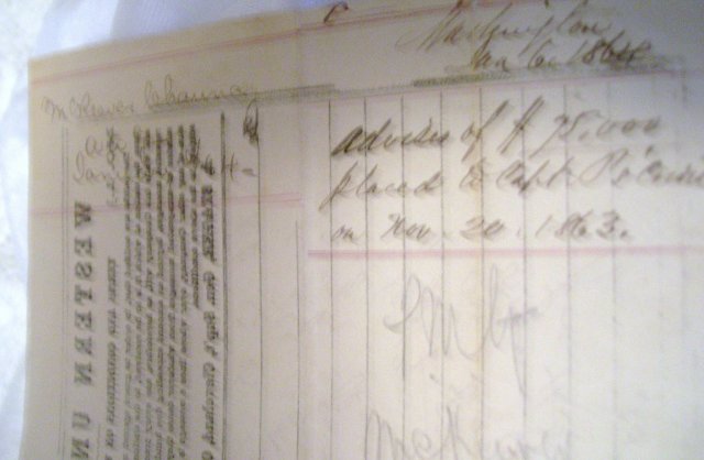 Civil War Western Union Telegraph From Washington to Captain CC Pomeroy ( 75,000.00 Bounty)