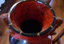 Chinese large handcrafted clay pottery red Dragon floor vase