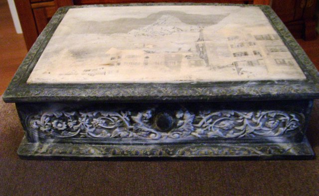 Vintage Italian Marble hand carved and engraved marble storage box