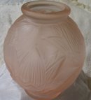 Decorative arts-Pink Art Glass cut glass tulip vase