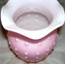 A Vintage Fenton Pink Blown glass incased Hobnail white Lined Vase