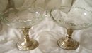 A Pair of Vintage glass candy dishes with reverseable Duel Use Frank N. Whiting & Co. Sterling Candle holders