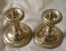 A Pair of Vintage glass candy dishes with reverseable Duel Use Frank N. Whiting & Co. Sterling Candle holders