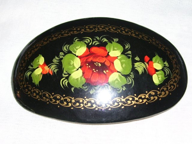 Vintage Russian Artist signed Handcrafted-Handpainted Hair clip
