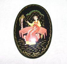 Vintage Russian Artist signed Handcrafted-Handpainted Broach