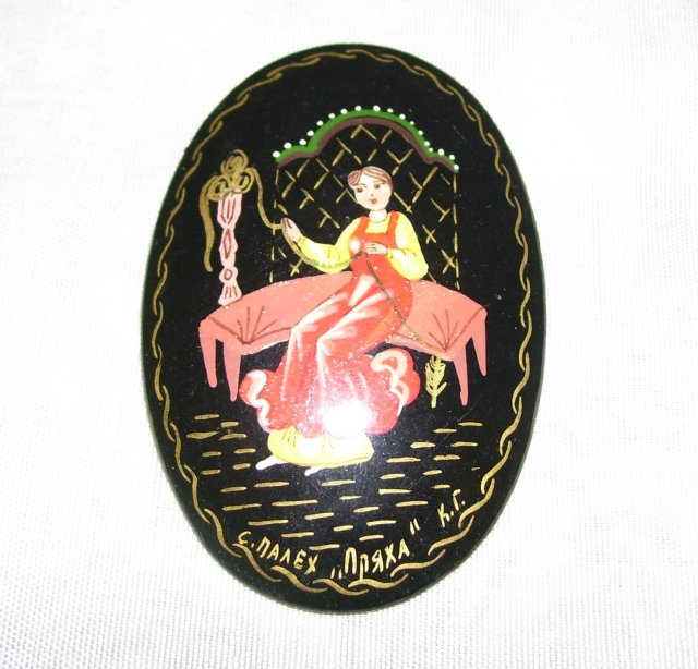 Vintage Russian Artist signed Handcrafted-Handpainted Broach