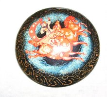Vintage Russian Artist signed Handcrafted-Handpainted Broach