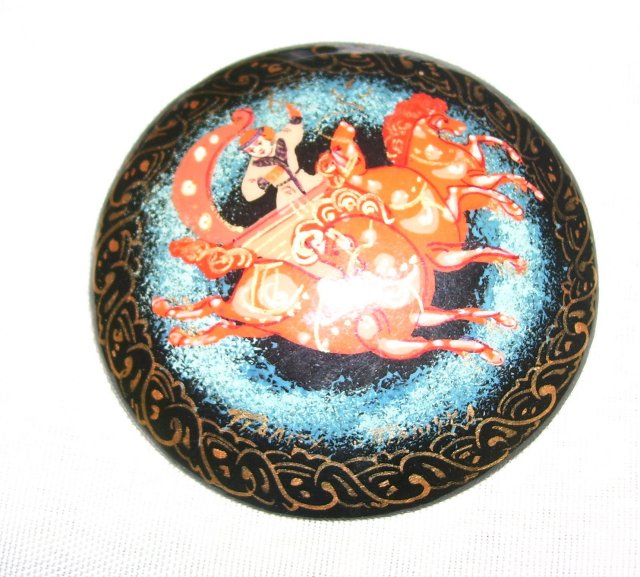 Vintage Russian Artist signed Handcrafted-Handpainted Broach
