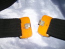 A Vintage Bakelite black and yellow Belt buckle on Black cloth ladys belt