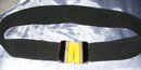 A Vintage Bakelite black and yellow Belt buckle on Black cloth ladys belt