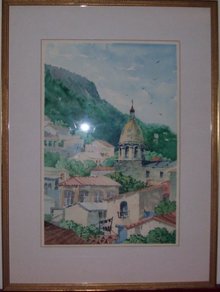 Adobe Village Scene- Frank G. Applegate- New Mexico 1882-1934- 14 x20 inch watercolor on paper