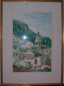 Adobe Village Scene- Frank G. Applegate- New Mexico 1882-1934- 14 x20 inch watercolor on paper