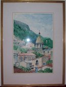 Adobe Village Scene- Frank G. Applegate- New Mexico 1882-1934- 14 x20 inch watercolor on paper