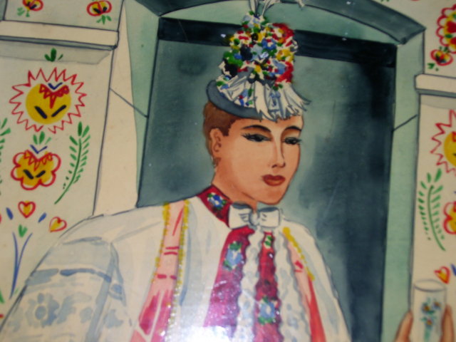 A signed '' Mikulik '' Painted art wood wall painting