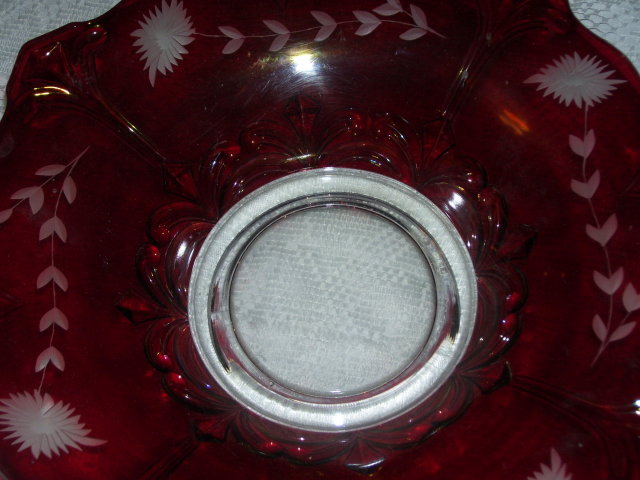 A Vintage Ruby Cut to Clear- glass Fruit Bowl