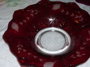 A Vintage Ruby Cut to Clear- glass Fruit Bowl