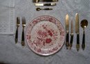 A Vintage Antique set of 10 Smith Taylor Red Roses floral plates.