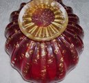 '' Alberto Dona'' ( Venice Italy 1944-) Murano art glass Oval ( 9'' X 5 '' ) Ribbed/ Bubble Bowl
