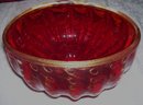 '' Alberto Dona'' ( Venice Italy 1944-) Murano art glass Oval ( 9'' X 5 '' ) Ribbed/ Bubble Bowl