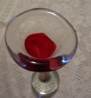 Murano style blown art glass 10'' red bud / clear vase