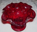 Ruby Red strawberry Art glass compote