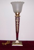 A Decorative arts style Decorated Metal Table Lamp
